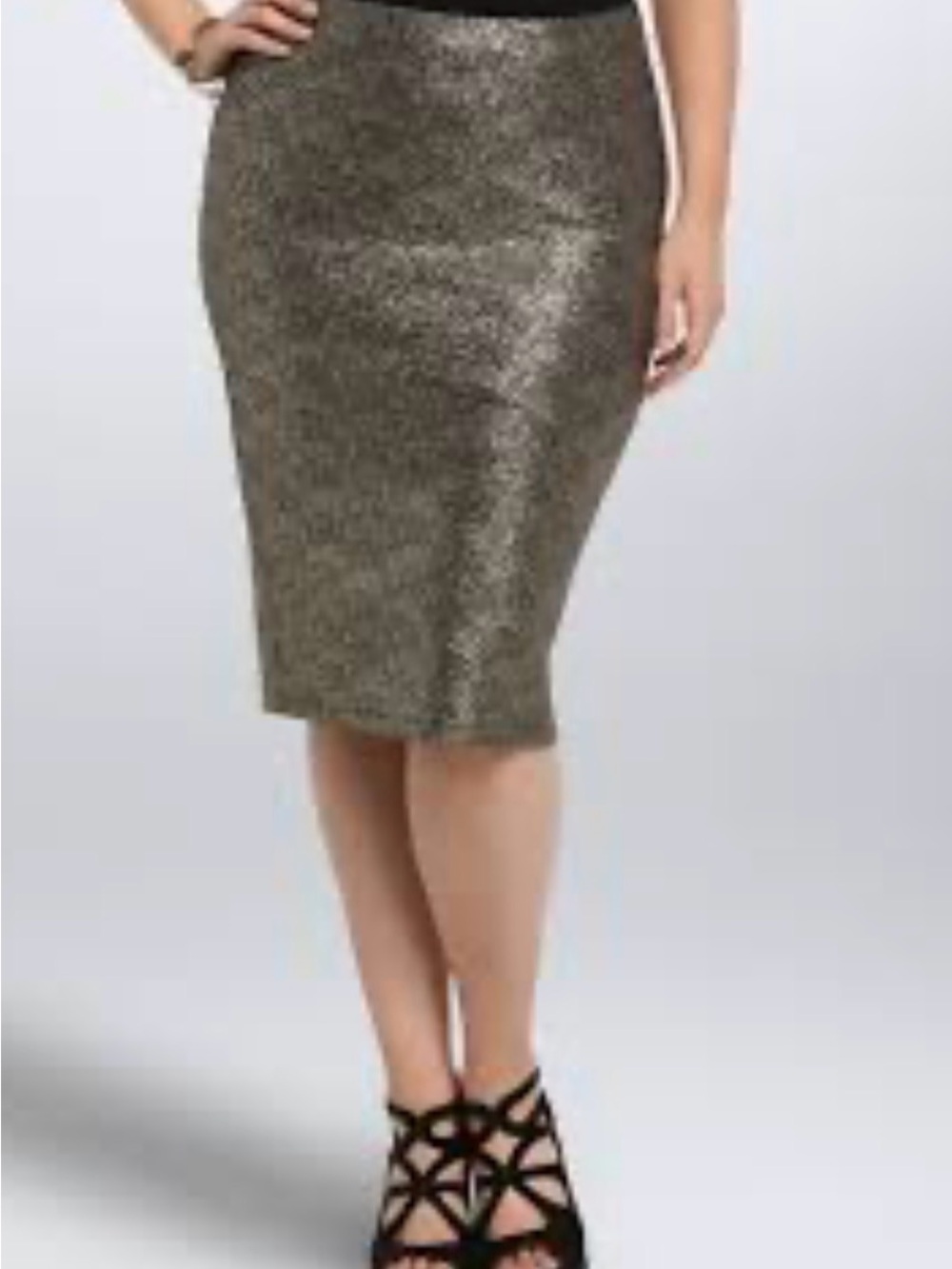 torrid Metallic Gold Glitter Pencil Skirt